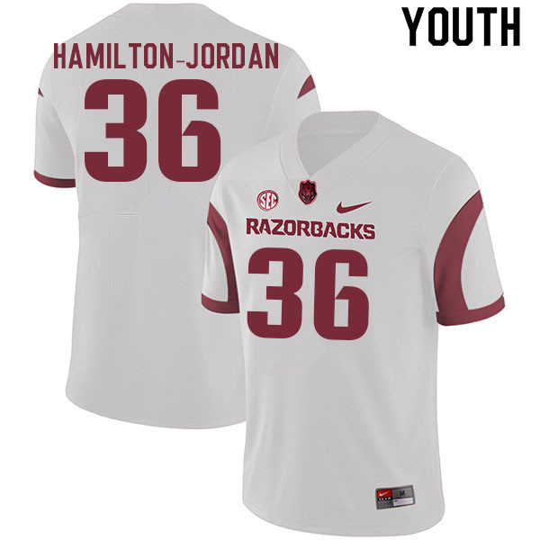 Youth #36 Jermaine Hamilton-Jordan Arkansas Razorbacks College Football Jerseys Sale-White - Click Image to Close